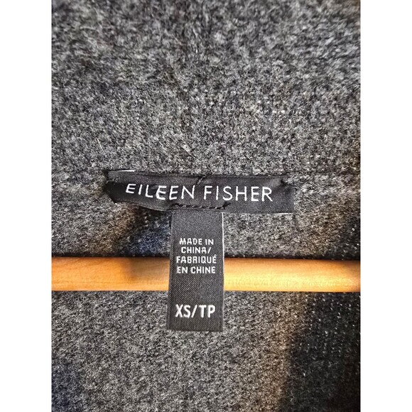 Eileen Fisher gray open front fringed 100% Wool cardigan Women's size extra smal - Picture 2 of 8
